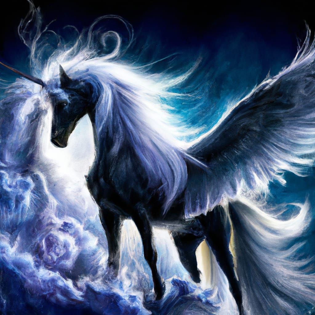 Majestic Alicorn Pegasus in Stormy Sky