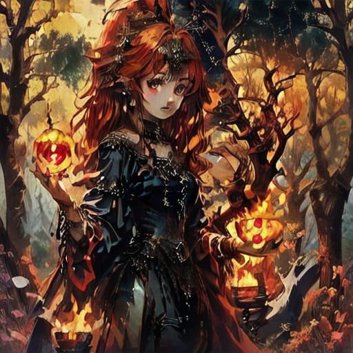 Enchanting Witch and Fairy in Mystical Forest