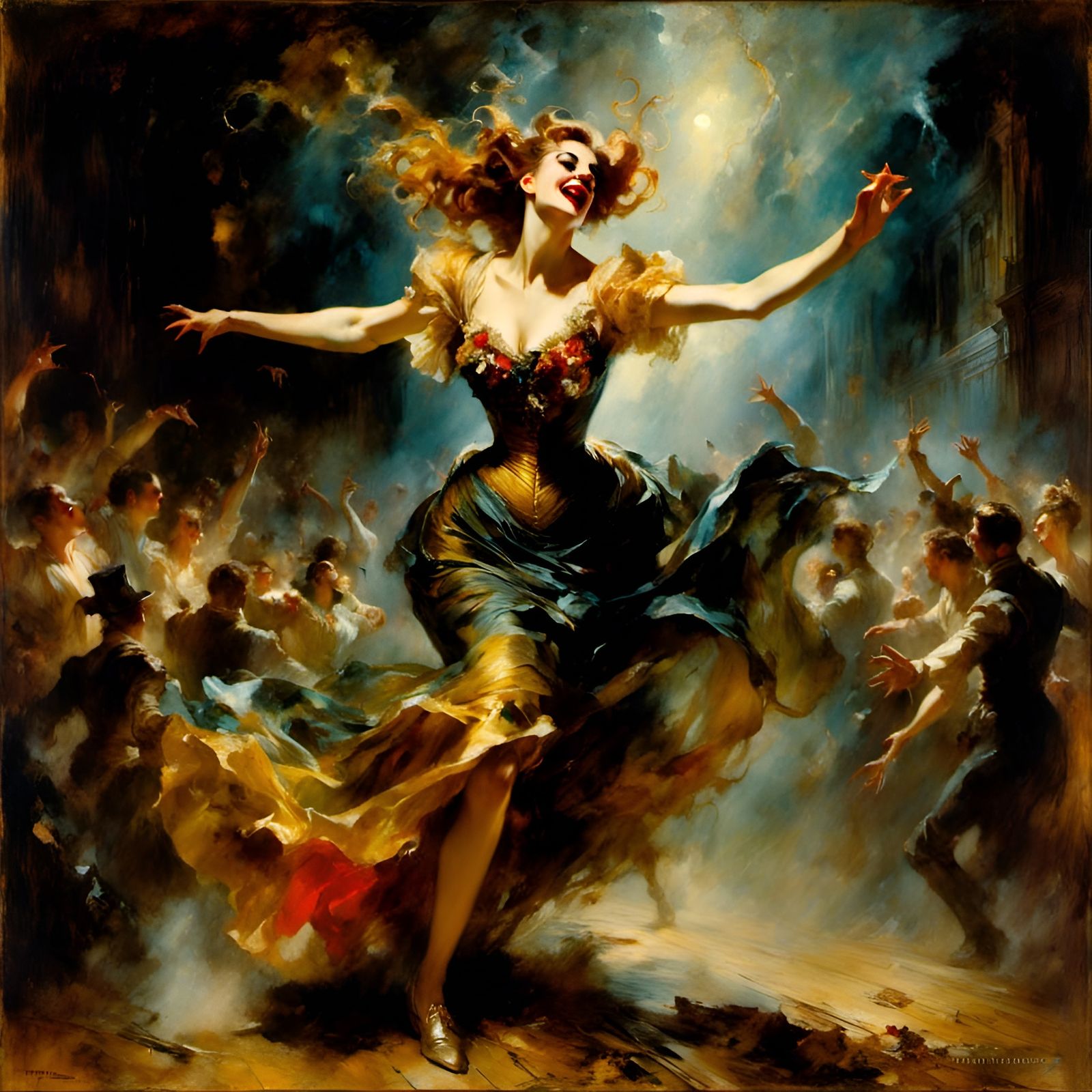 Woman Dancing in Chiaroscuro Style