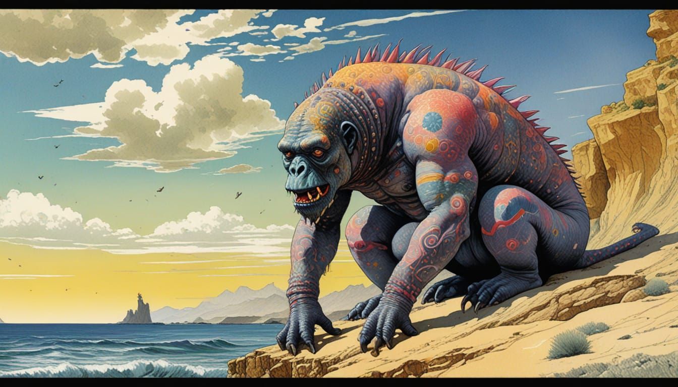 Vibrant Monster Basks in Sunny Garden