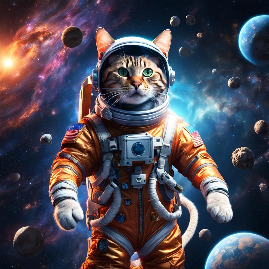 Cat Astronaut in Galactic Dimensions, Ultra-Realistic