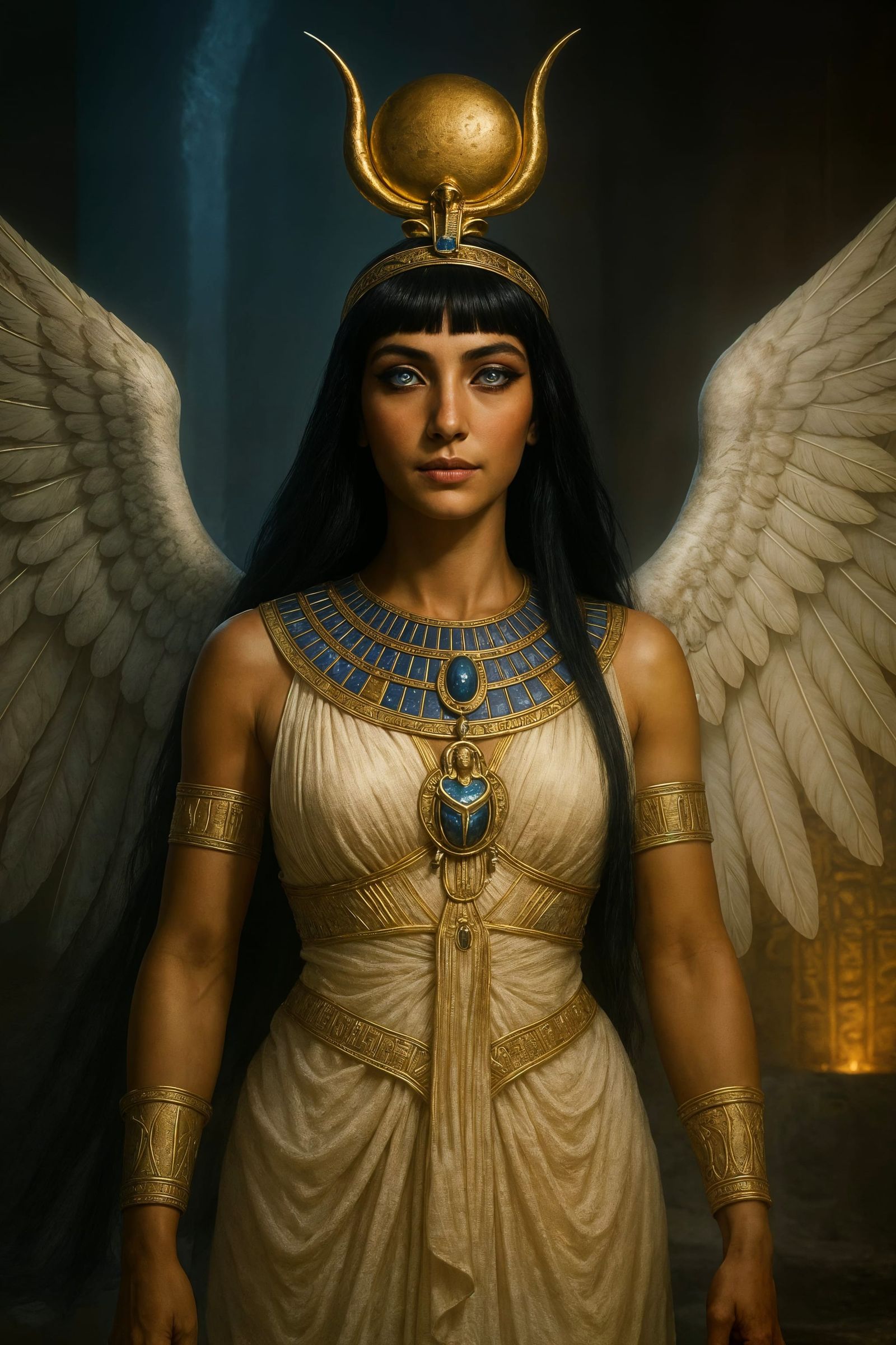 Egyptian Goddess Isis Portrait with Divine Serenity
