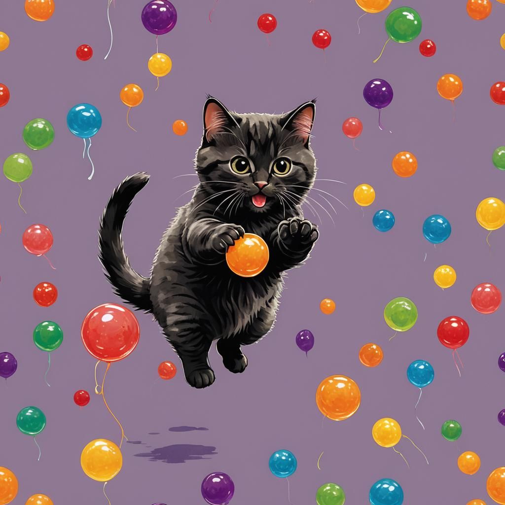 Playful Jelly Cat and Ball Adventure