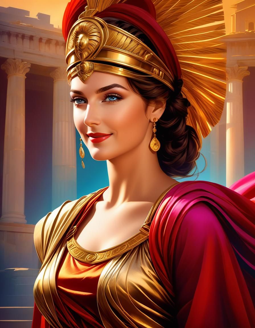 Elegant Roman Noblewoman in Vivid Digital Painting