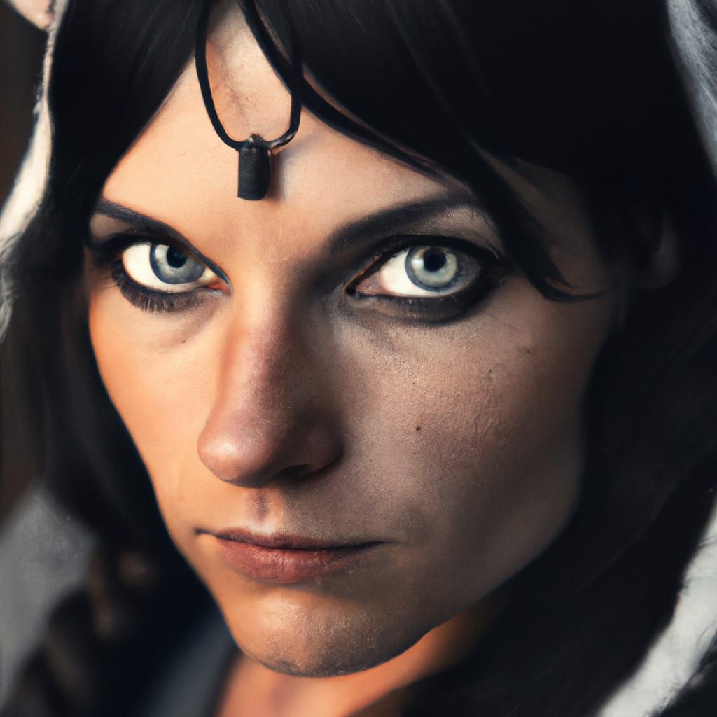 Hyperrealistic Portrait of a Wolf Warrior Woman