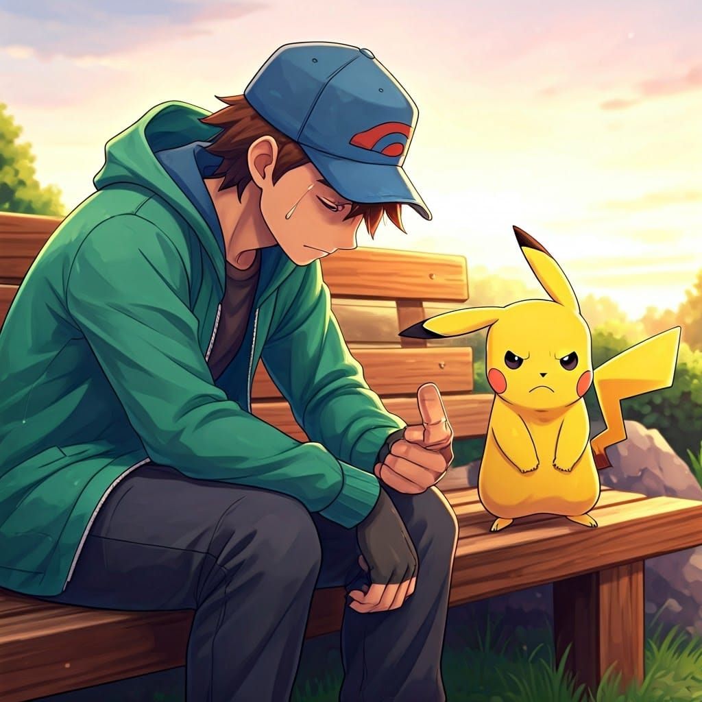 Sorrowful Trainer Recounts Adventures to Amnesiac Pikachu