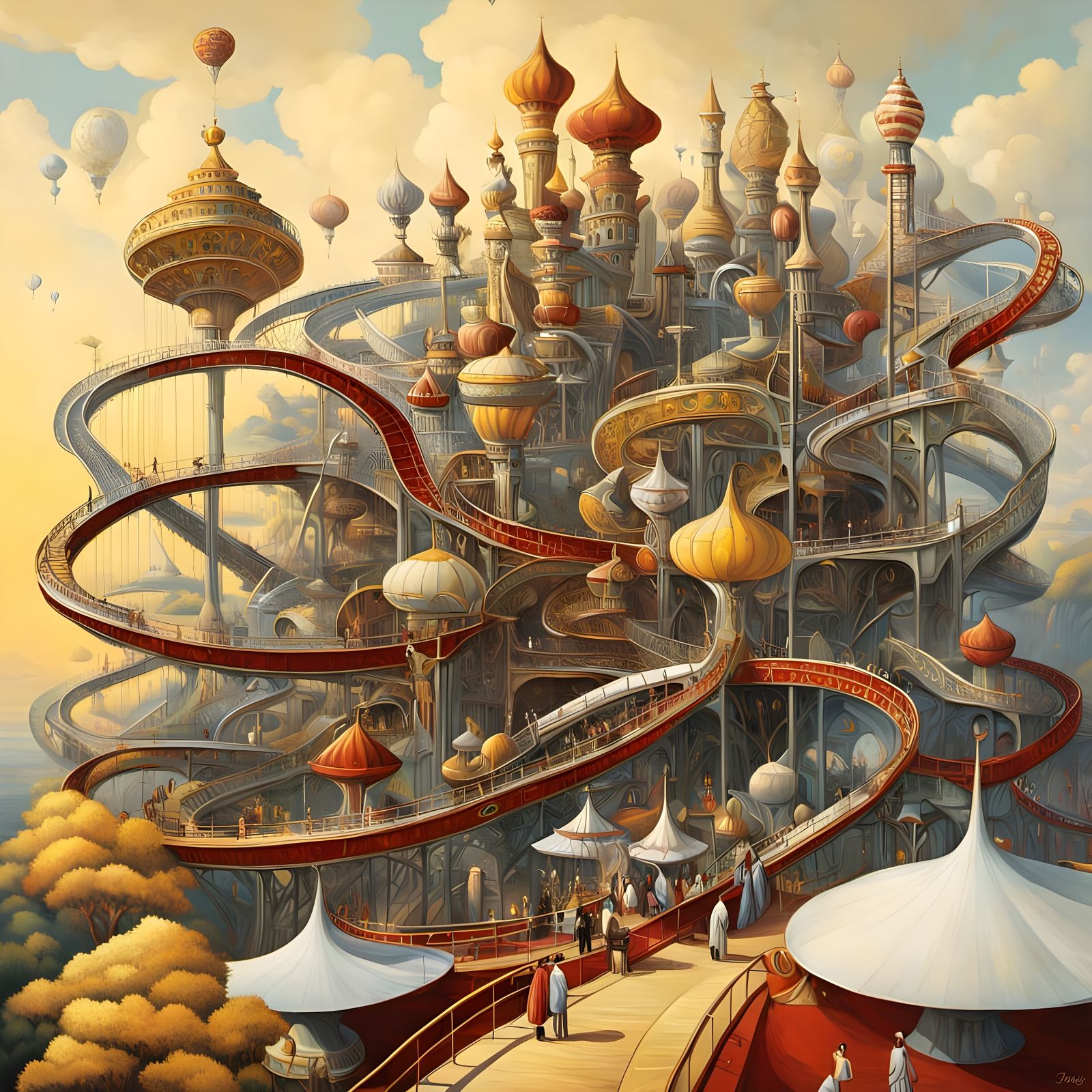 Surreal amusement park ride