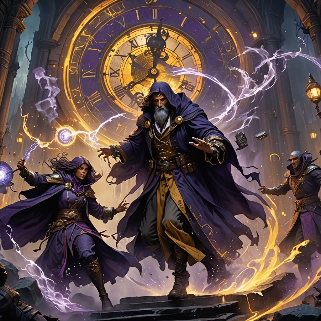 Mystical Realm Wizards Clash in Comic Book Style