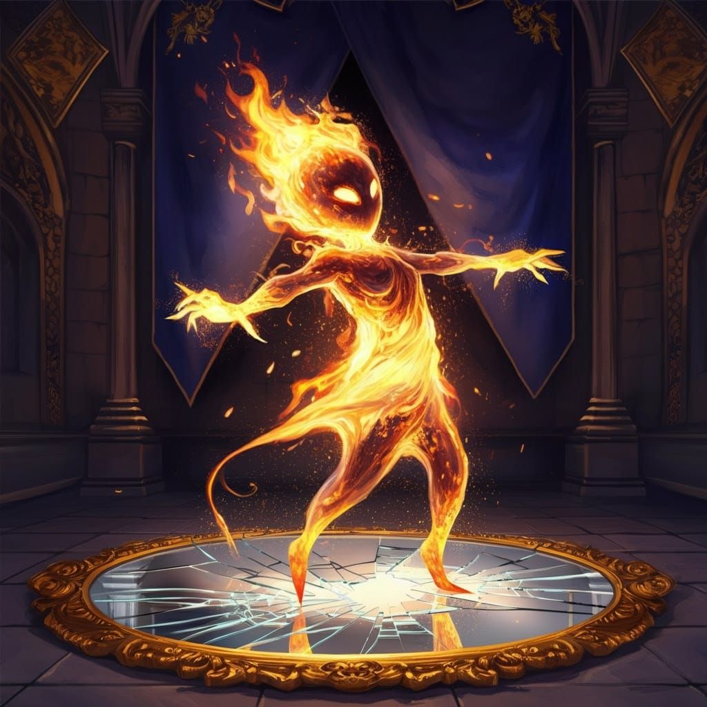 Whimsical Fire Spirit in Renaissance Palace