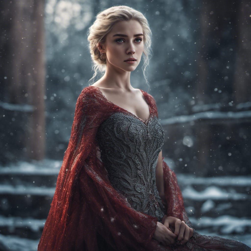 Hyperrealistic Elsa in Beautiful Dress