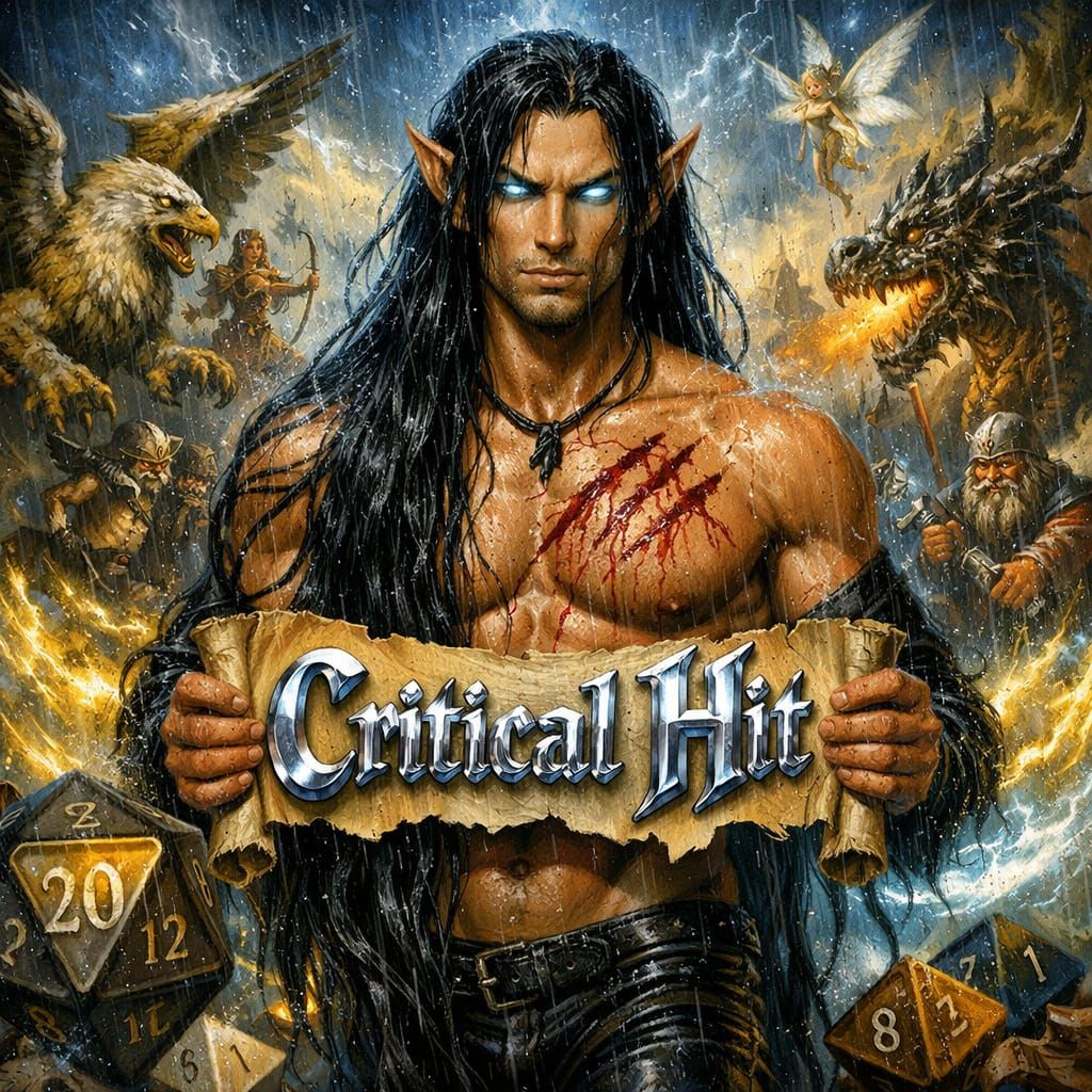 Sensual Elf Warrior With Glowing Eyes and Claw Marks