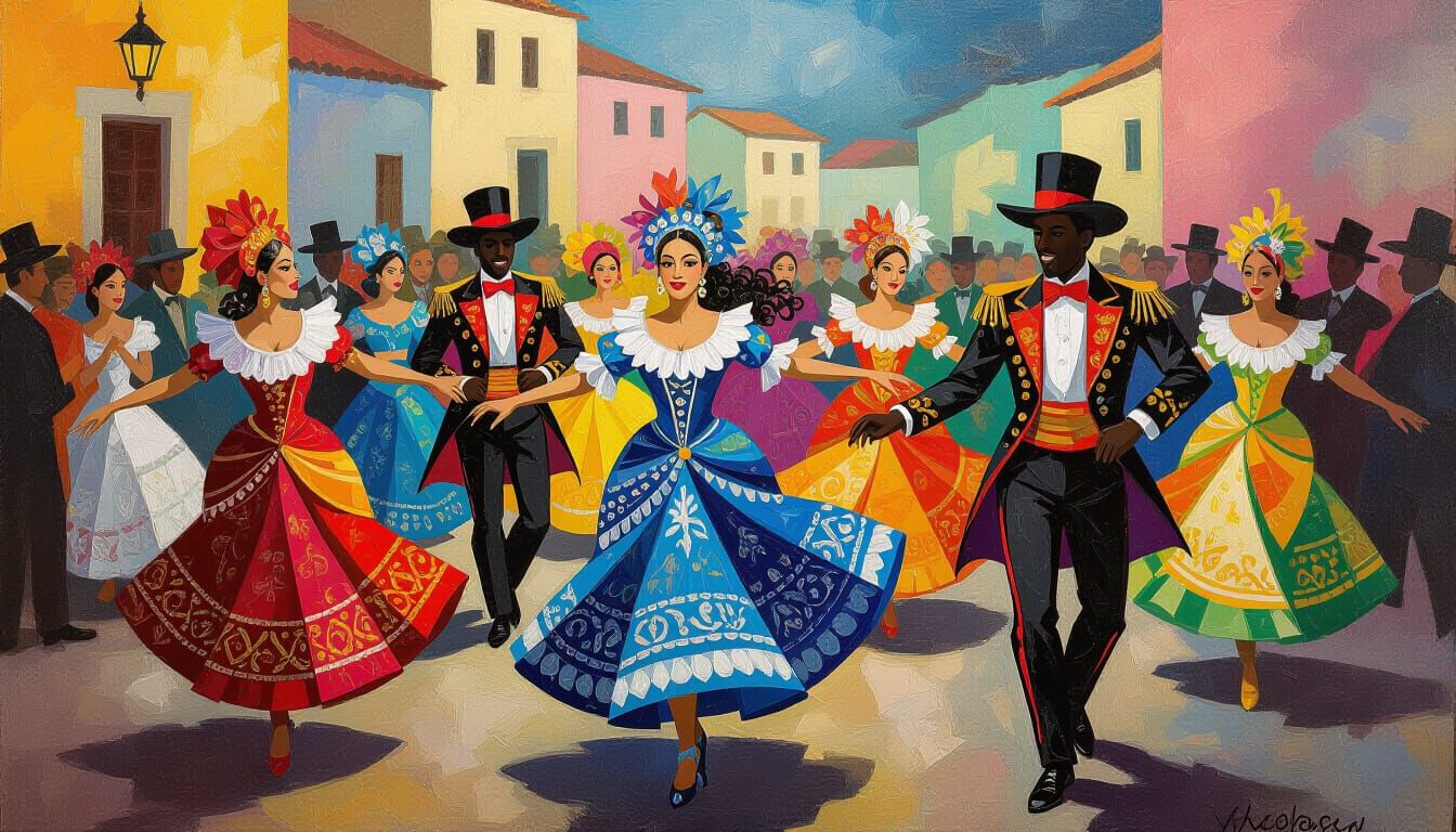 Vibrant Carnaval Performers Dancing with Energy