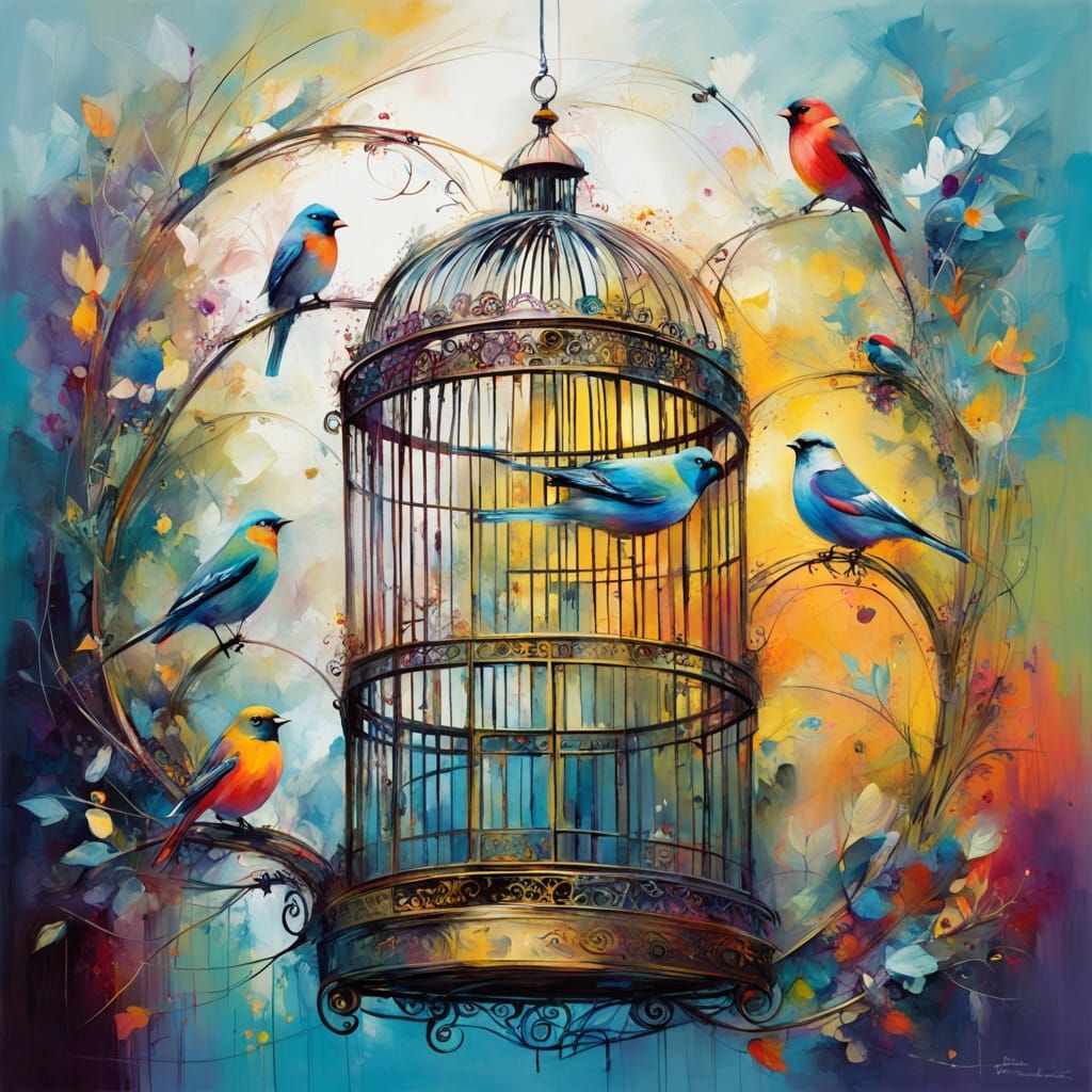 Elaborate Birdcage Design in Modern Abstract Style