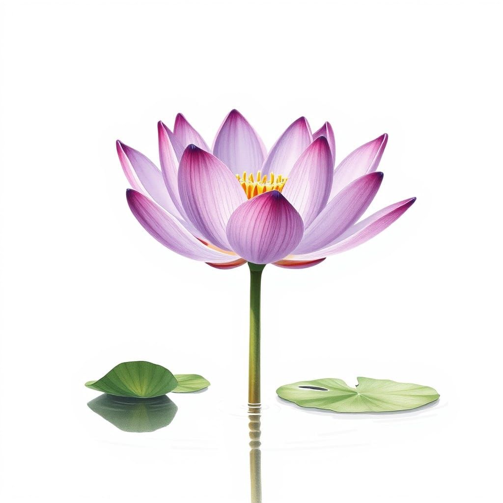 Purple Lotus Flower Botanical Illustration