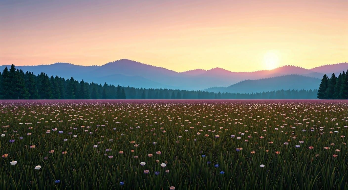 Visualize a peaceful, calming landscape that evokes feelings...