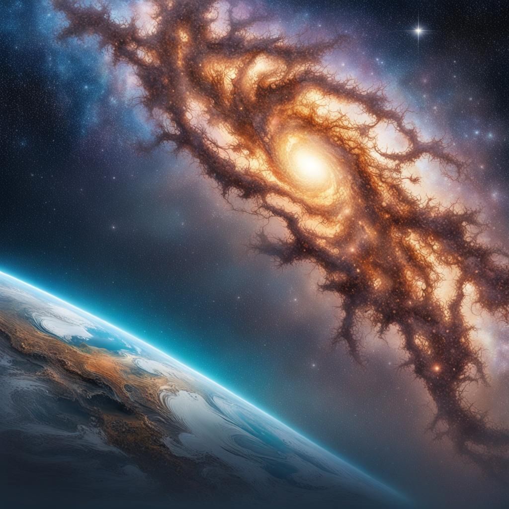 Hyperrealistic Milky Way Splash Art Concept