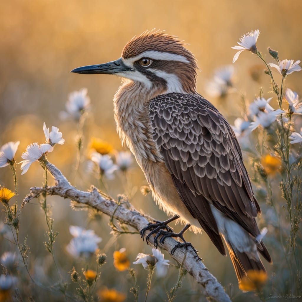 Golden Serenity in Vibrant Wildflower Landscape