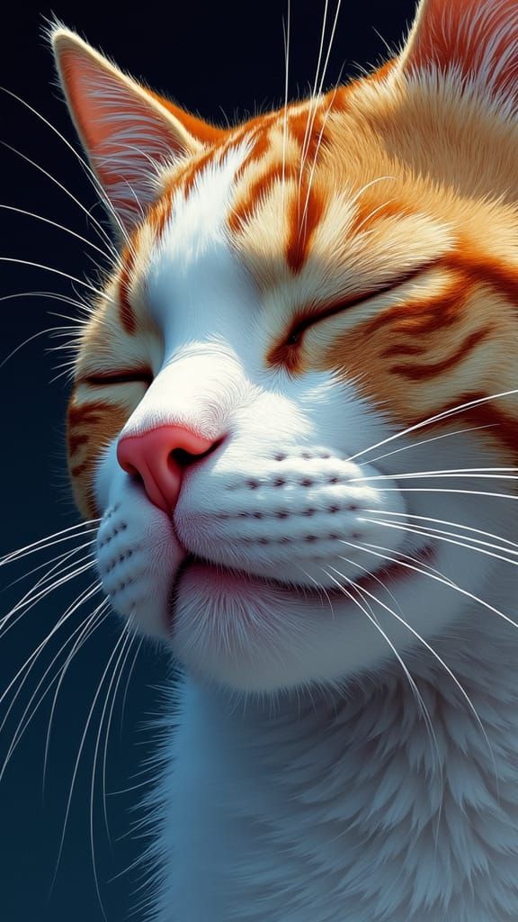 Purring Cat Close-Up in Comic Book Style