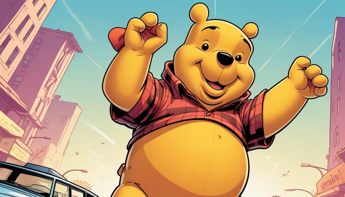 Winnie the Pooh in Bold Comic Book Style