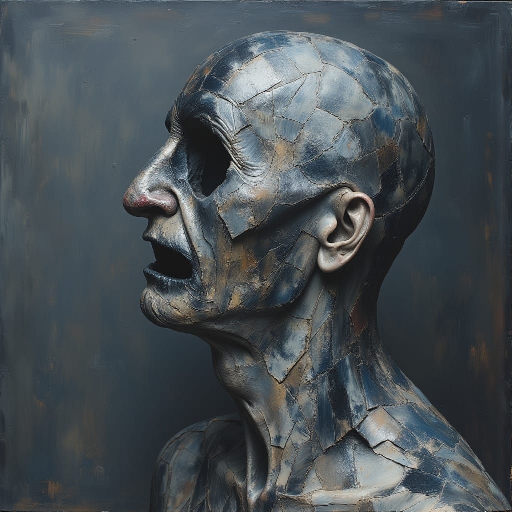 Old Man Portrait in Abstract Geometric Style