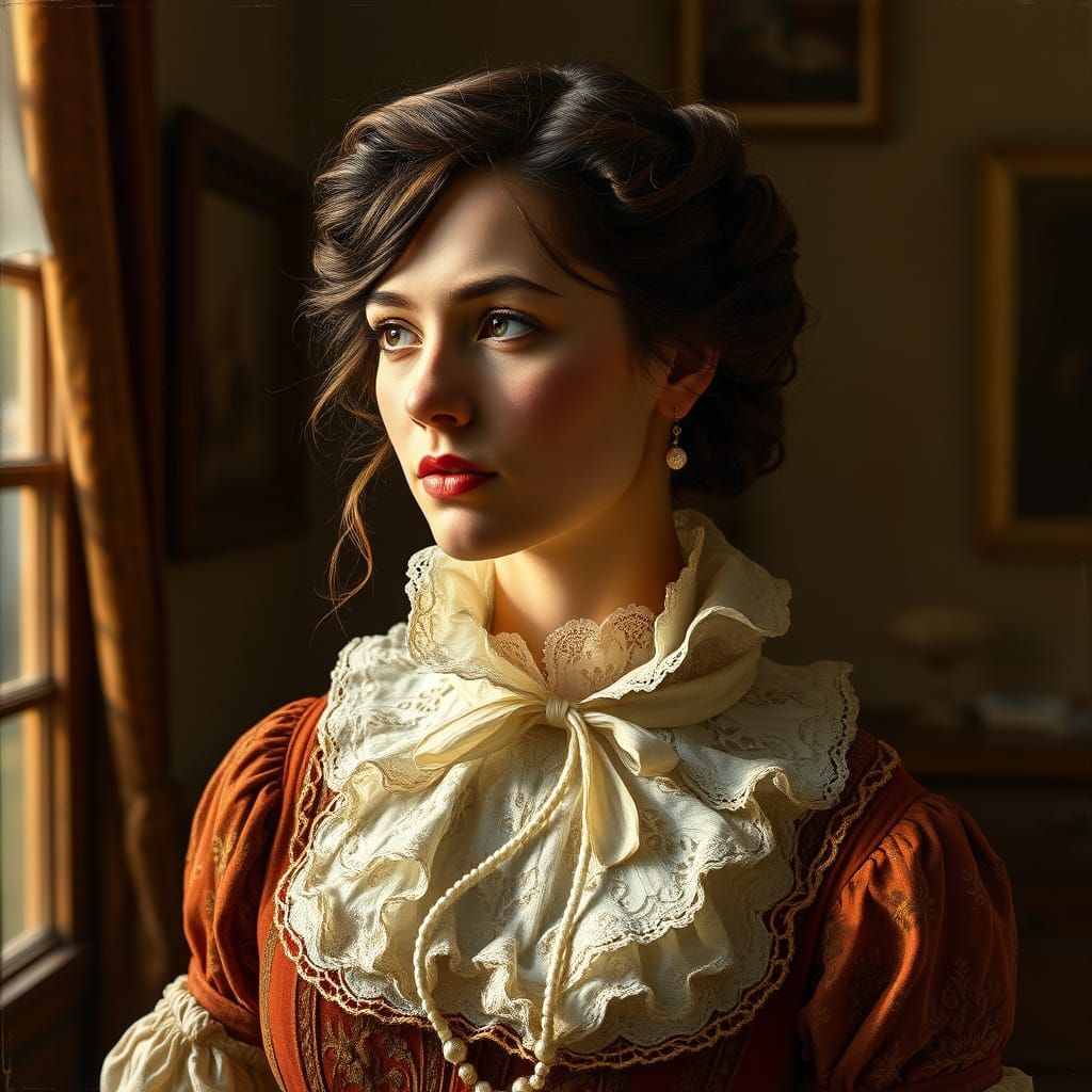 Portrait of a Woman in 1890s Style