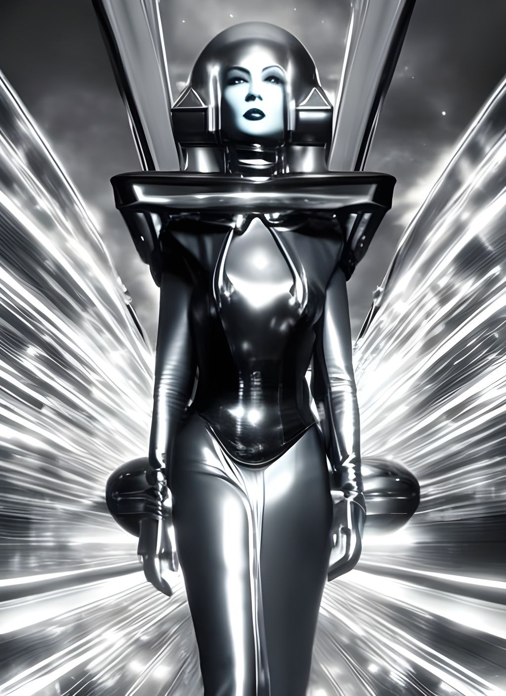 Android Burlesque Dancer Pilots Spaceship: Retrofuturism