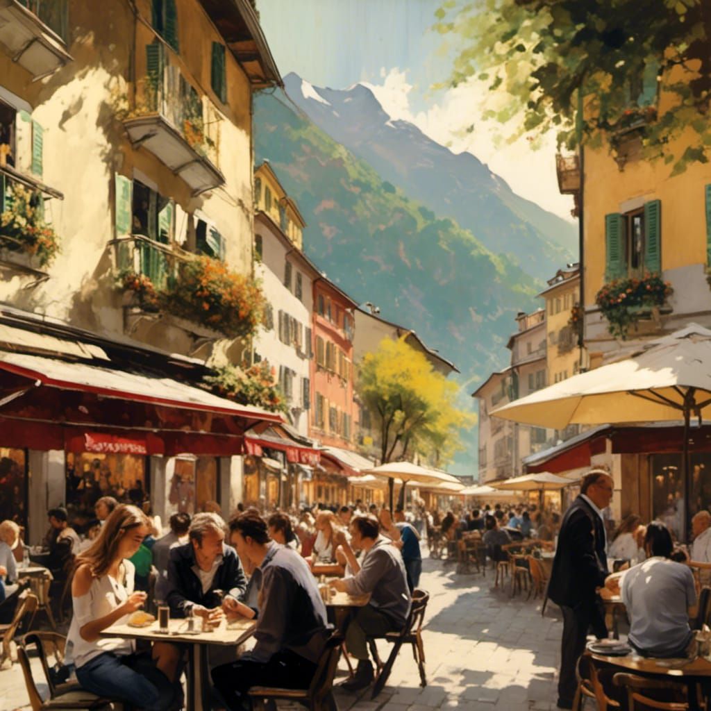 Summer festival at the old town centre of Lugano Switzerland