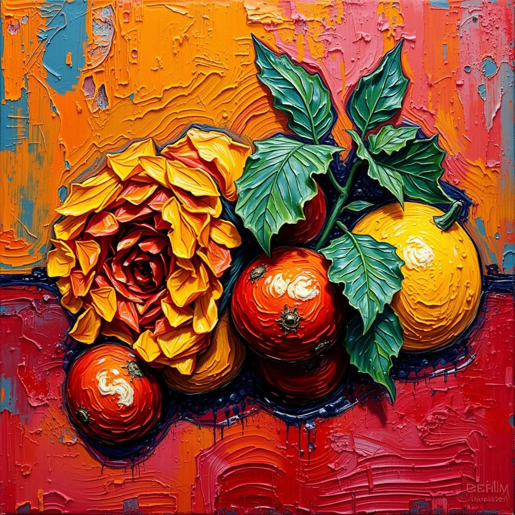 Bold Expressionist Oil Painting with Impasto Texture