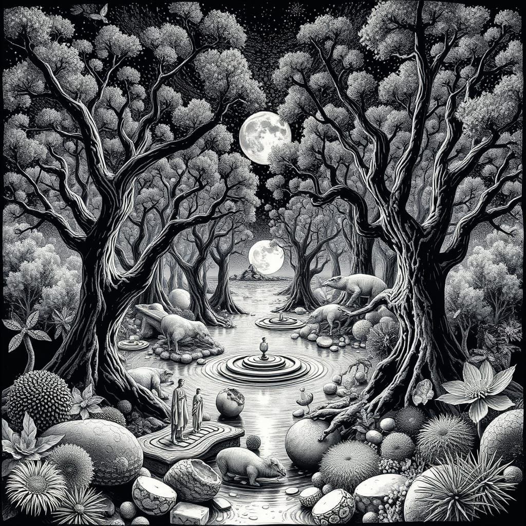 Antromorphic Zen Garden Stereogram Art