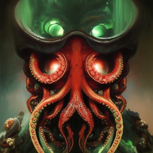 Eldritch Pirate Captain Portrait as Oil Painting