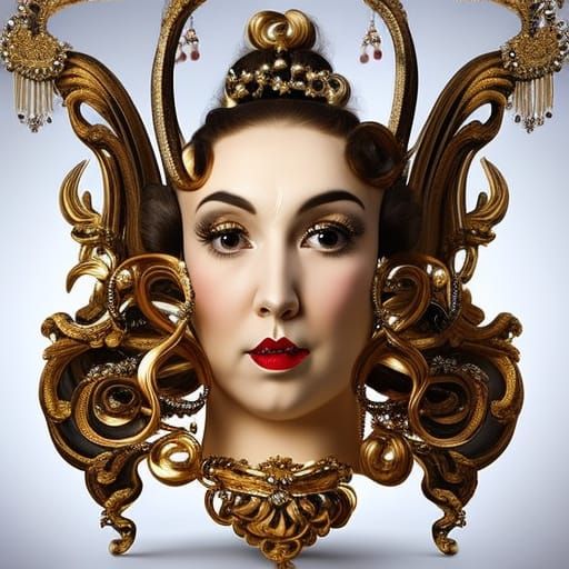 Pig-Faced Lady in Baroque Dress Portrait