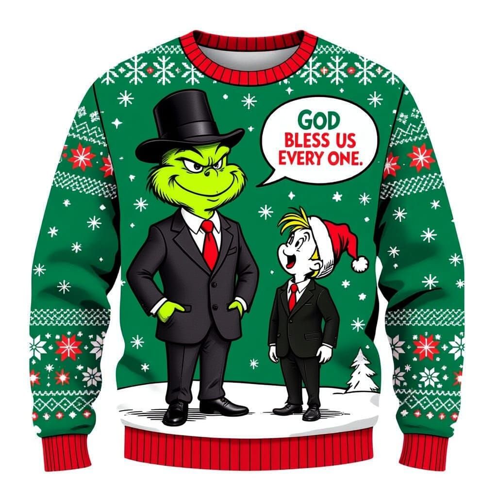 Grinchmas Sweater: Scrooge and Tiny Tim Inspired Design