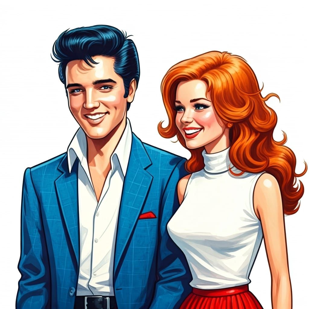 Elvis and Ann Margaret in Las Vegas Watercolor