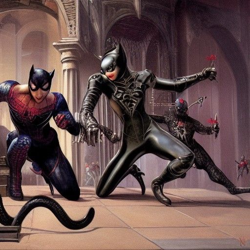 Catwoman and Spiderman