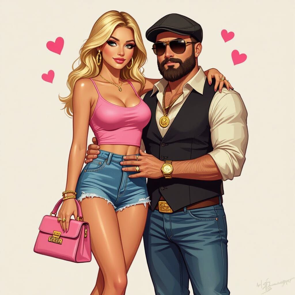 Reunited Couple in GTA-Style Cel Shading