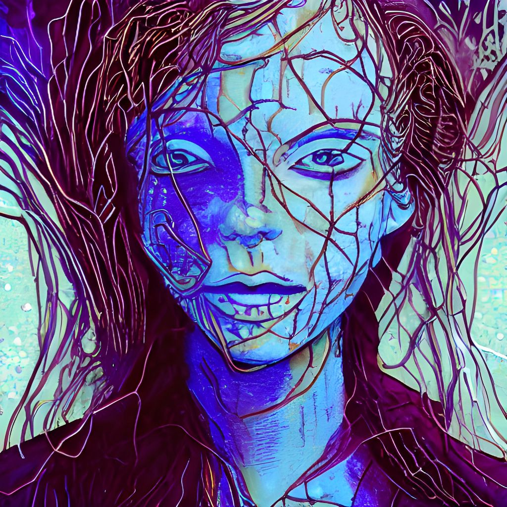 Scientific Portrait with Molecular Details and Blue-Green Gl...