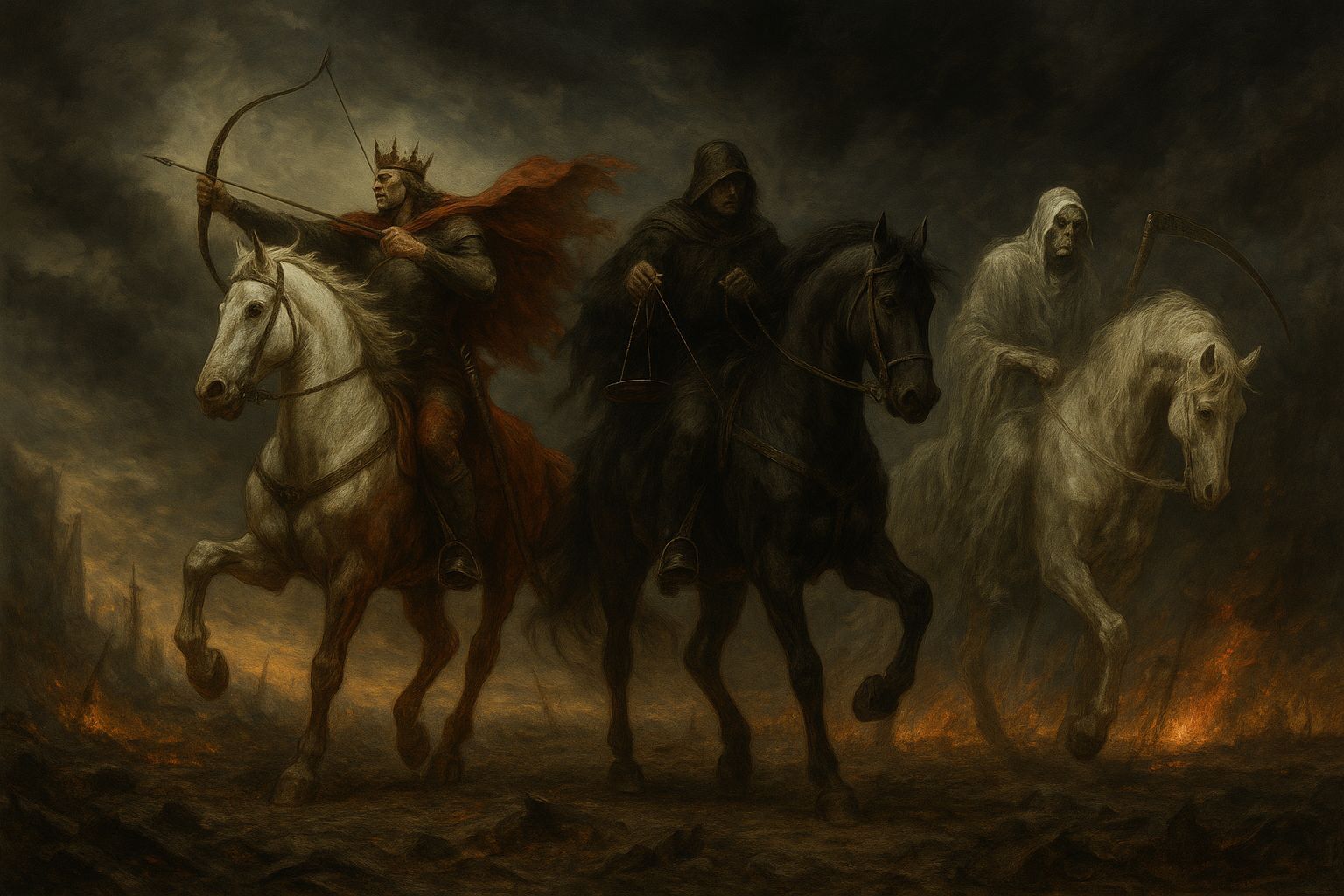 Apocalyptic Horsemen Ride in a Dark Fantasy Landscape