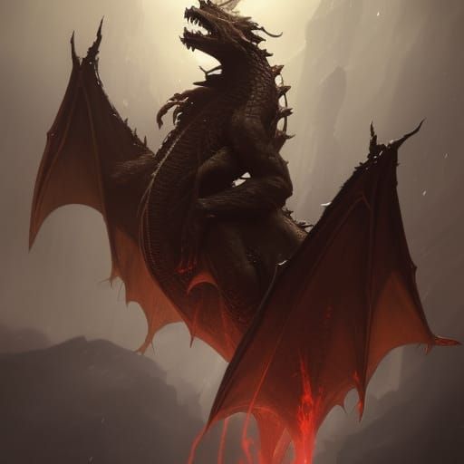 Hyperdetailed Dragon in Dark Fantasy Style