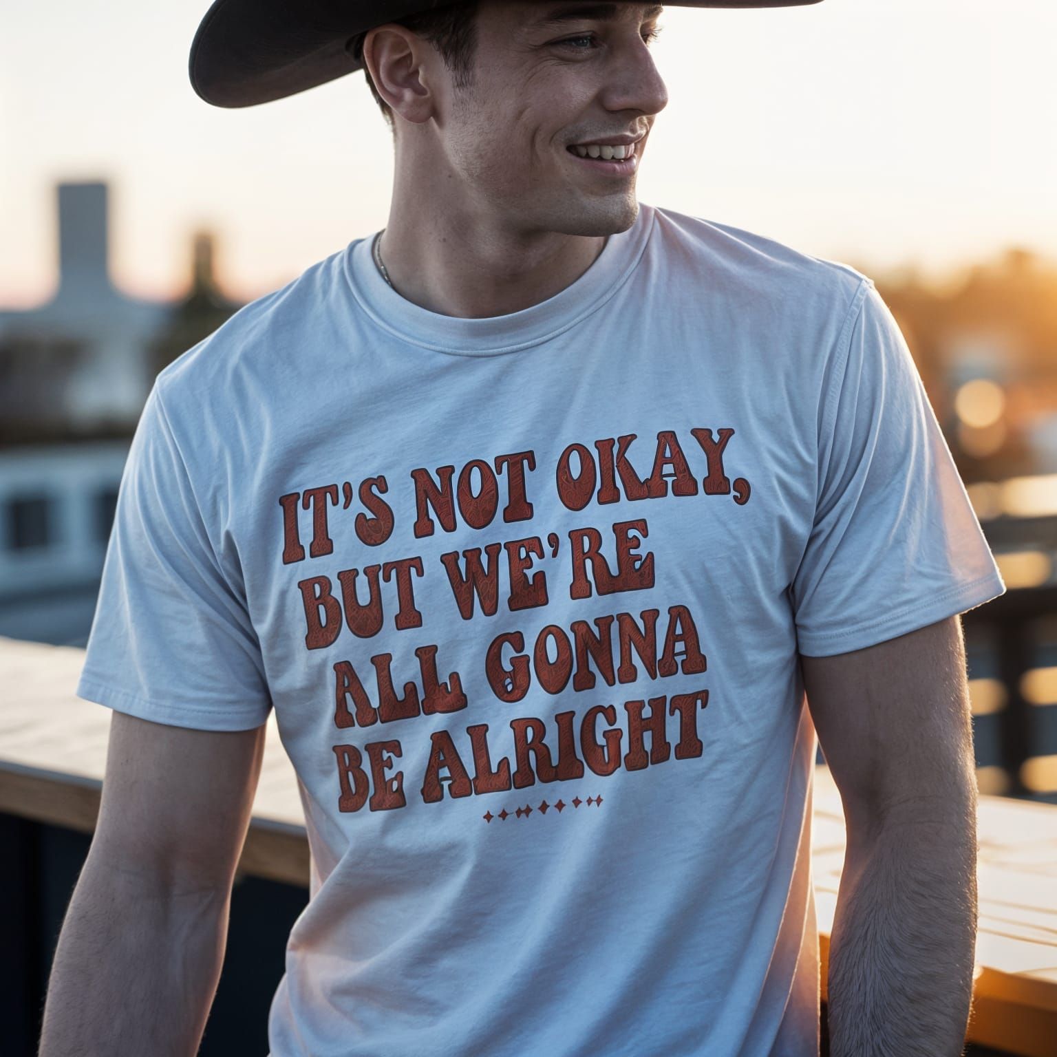 Retro California-Style T-Shirt in Sunset Lighting