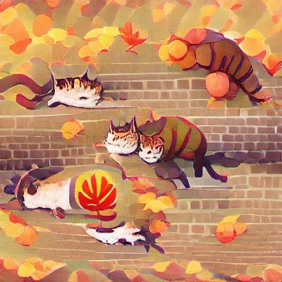 Autumn Cat Enjoying Fall Leaves