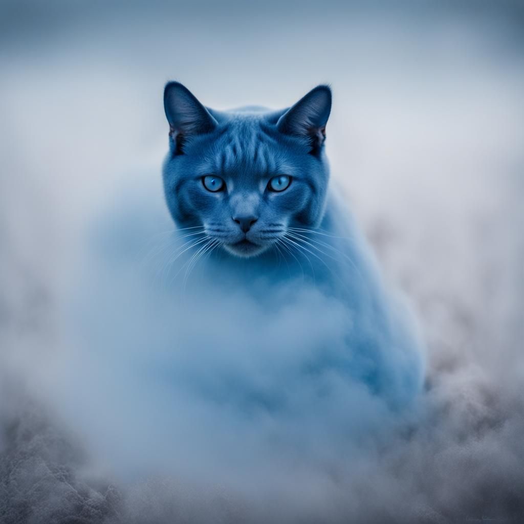Blue Fog Cat Silhouette