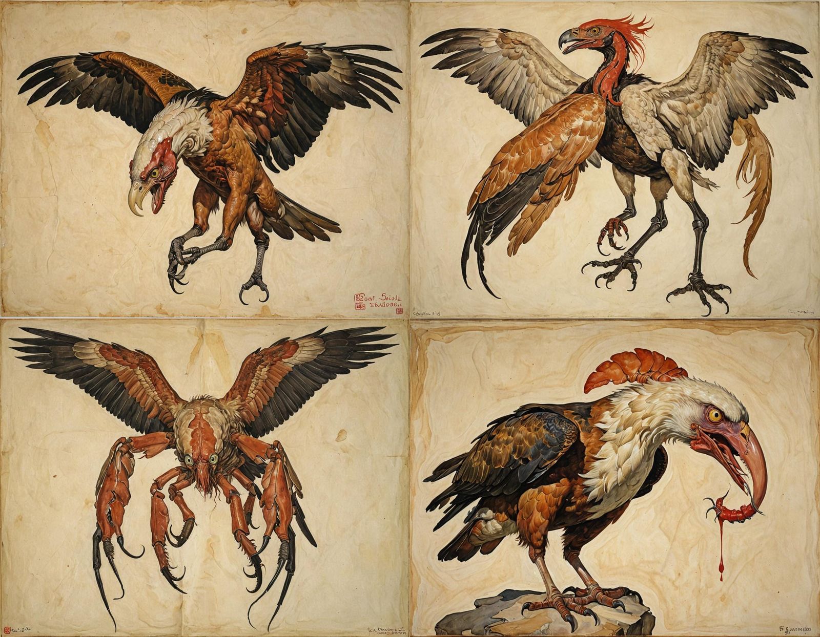 Disturbing Hybrid Creature in Expressionist Style