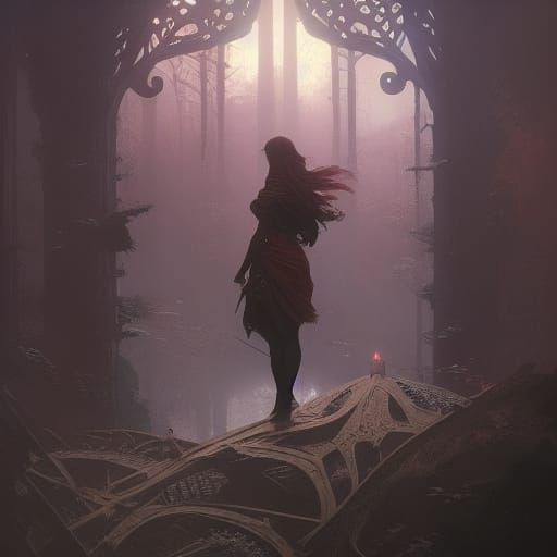 Dark Fantasy Landscape in Volumetric Lighting