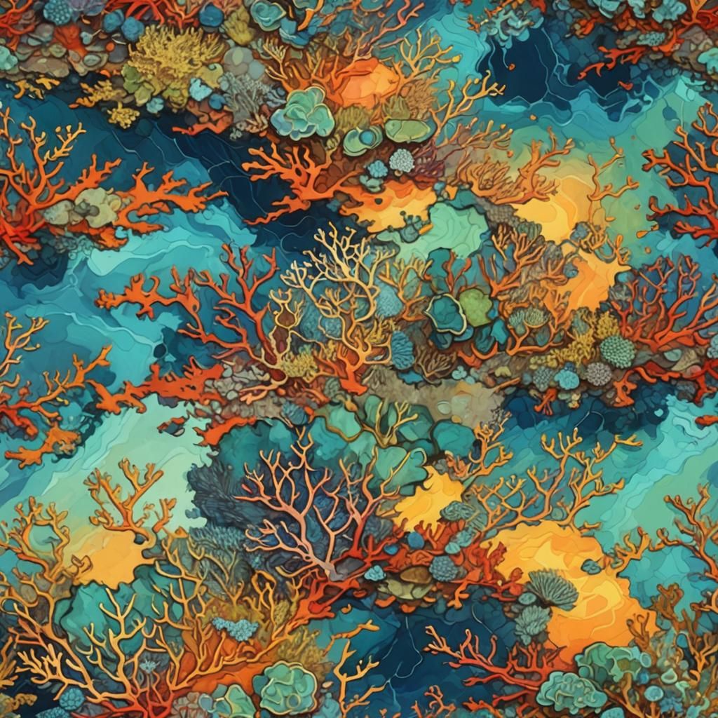 Abstract Reef Sunset in Complementary Colors