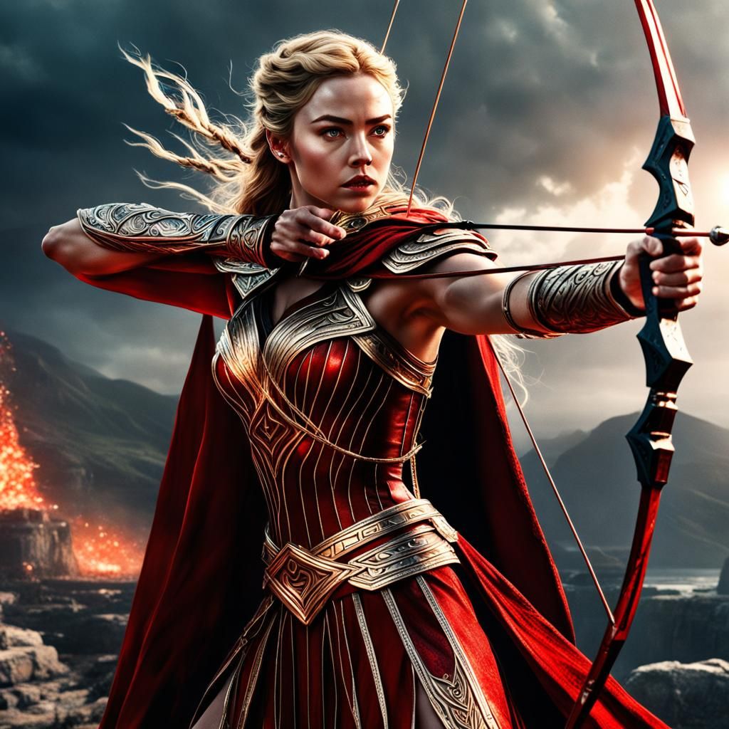 Artemis in Red Armor: A Digital Matte Painting