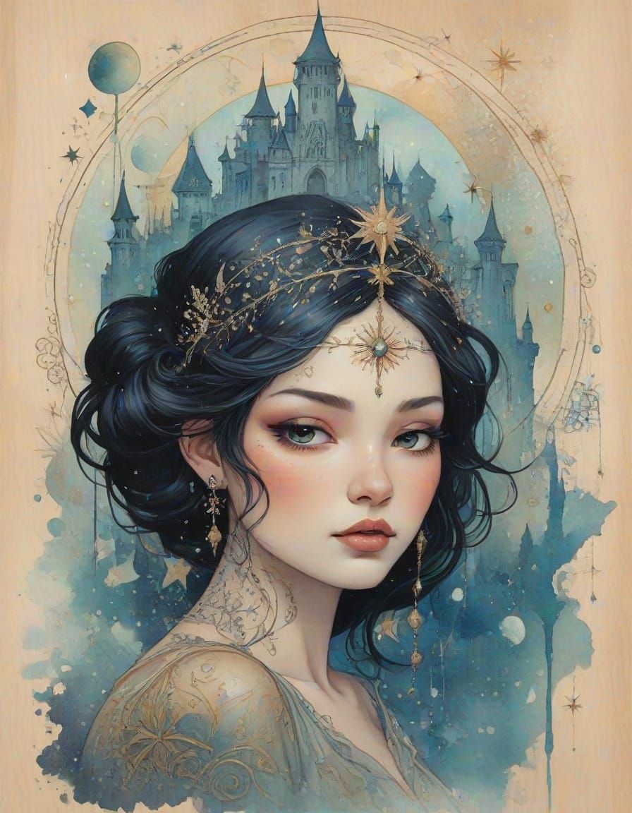 Watercolor Princess Composition