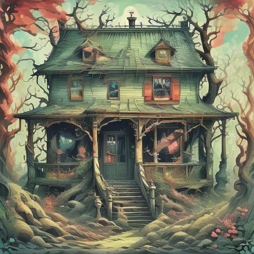 Surreal Ice Cream Vendor in Tentacle Forest