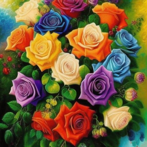 Purple Roses Bouquet in Globe, Detailed