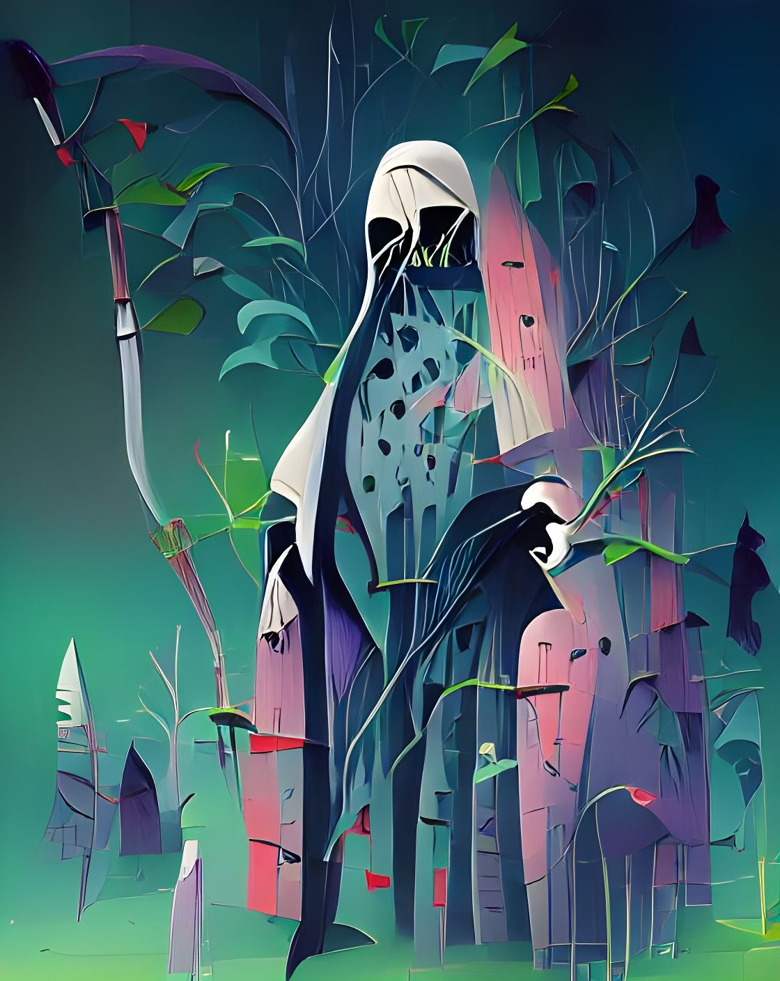 Stylized Grim Reaper Digital Illustration