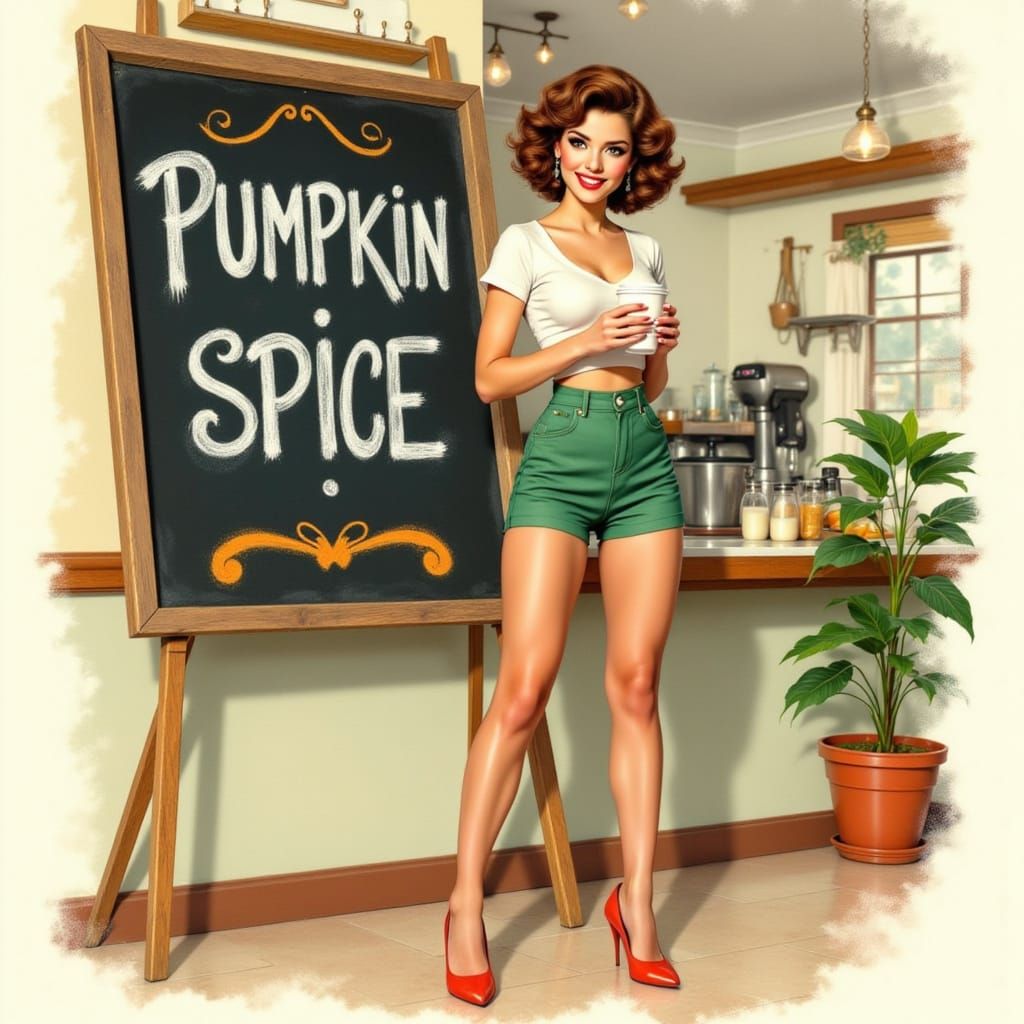 Playful Barista in Retro Watercolor Style